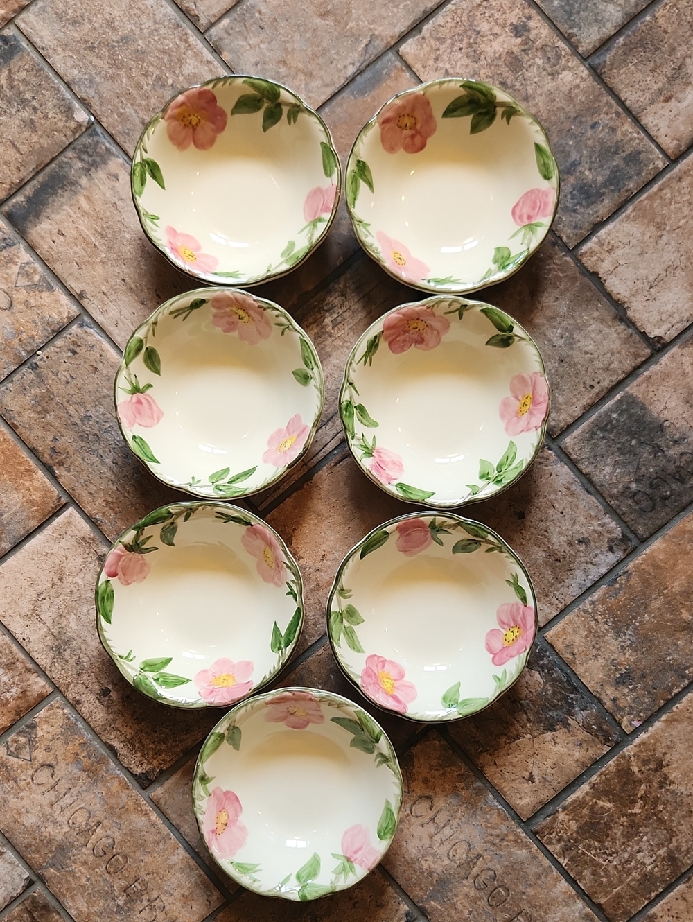 Franciscan Earthenware Desert Rose Dessert Bowls Set Of 7